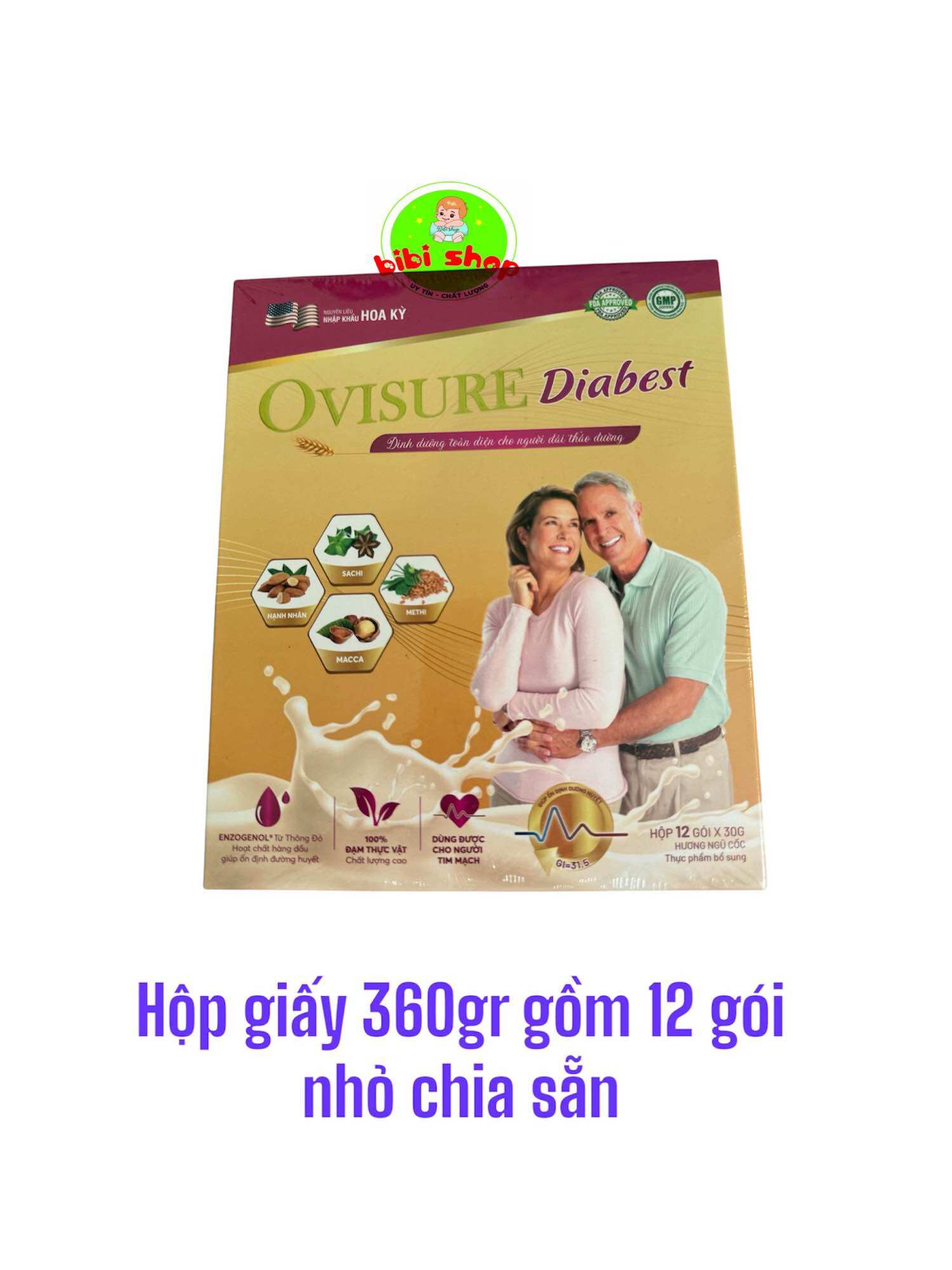 Sữa ovisure diabest sữa hạt tiểu đường hộp giấy 360gr gồm 12 gói nhỏ