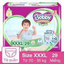 Tả quần bobby XXXL29 dùng cho bé tặng thêm 4 miếng giá không đổi