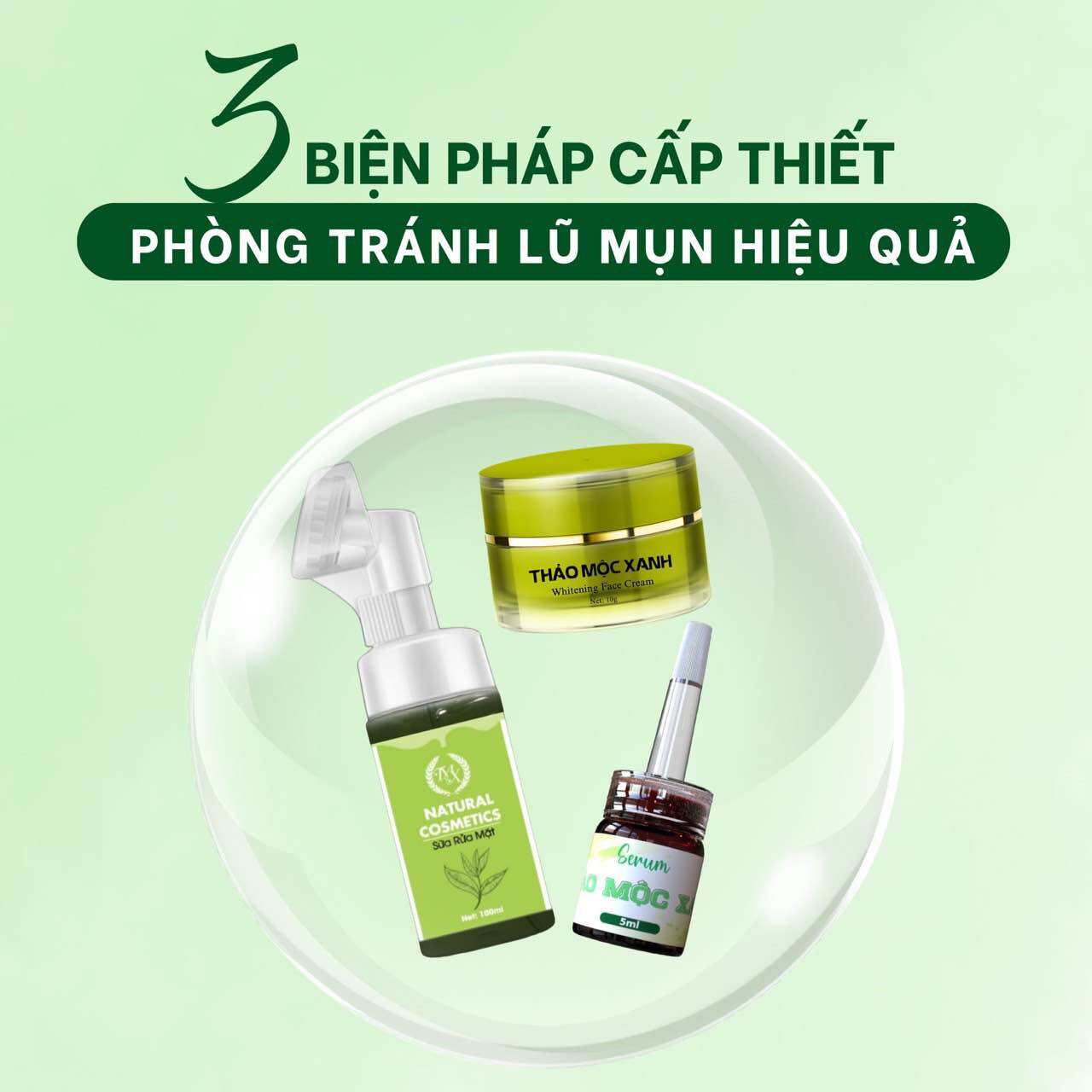 Combo Serum Thảo Mộc Xanh ( 1 SRM - 1 Serum Mụn - 1 Kem Face)