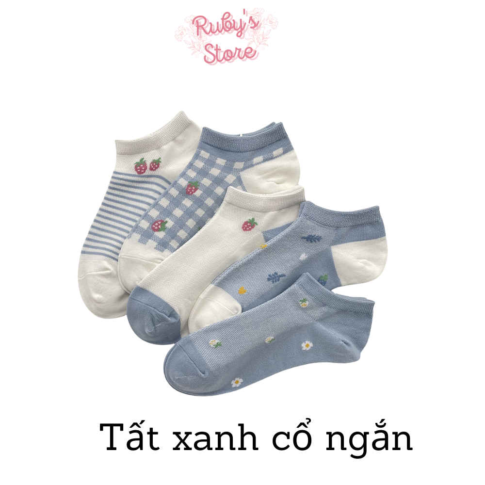 Tất vớ cổ ngắn hình dâu xanh phong cách hàn quốc