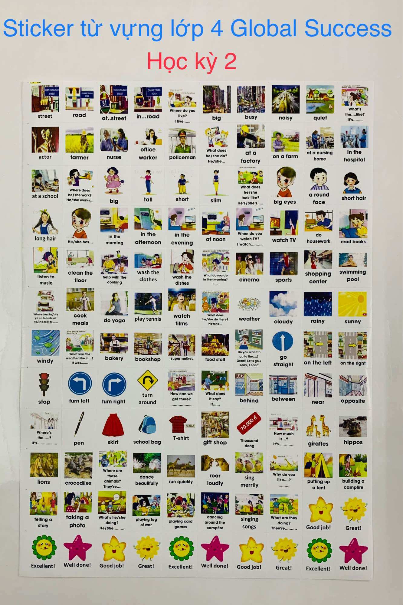 [Mới] Sticker từ vựng tiếng anh lớp 4 mới nhất 2023 (Global Success)