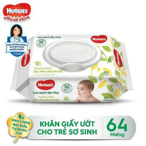 Khăn ướt Huggies không mùi hộp 64 miếng