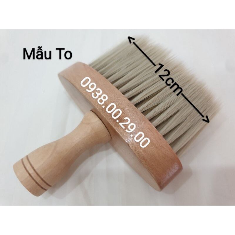 Chổi phủi tóc barber cán gỗ lông mềm phủi sạch tóc, cây phủi tóc barber cao cấp mẫu to.