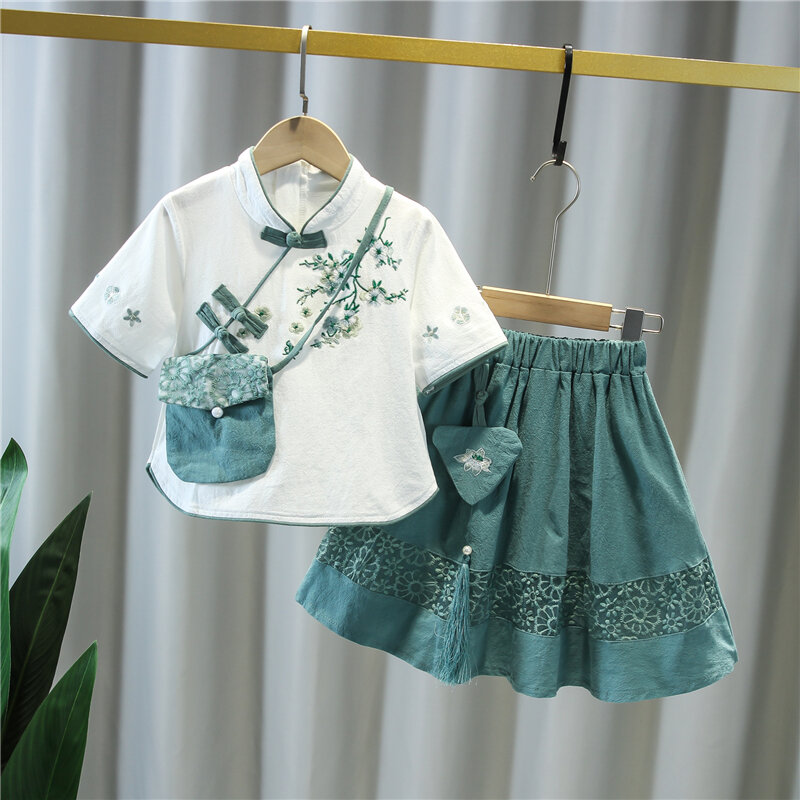 Váy Hán Phục Trang Phục Thời Đường Trung Quốc Bộ Đồ Siêu Hai Chiếc Phong Cách Mẫu Mỏng Mùa Hè Cho Bé Gái Bé Gái Tiểu Nữ Cổ Điển Trẻ Em