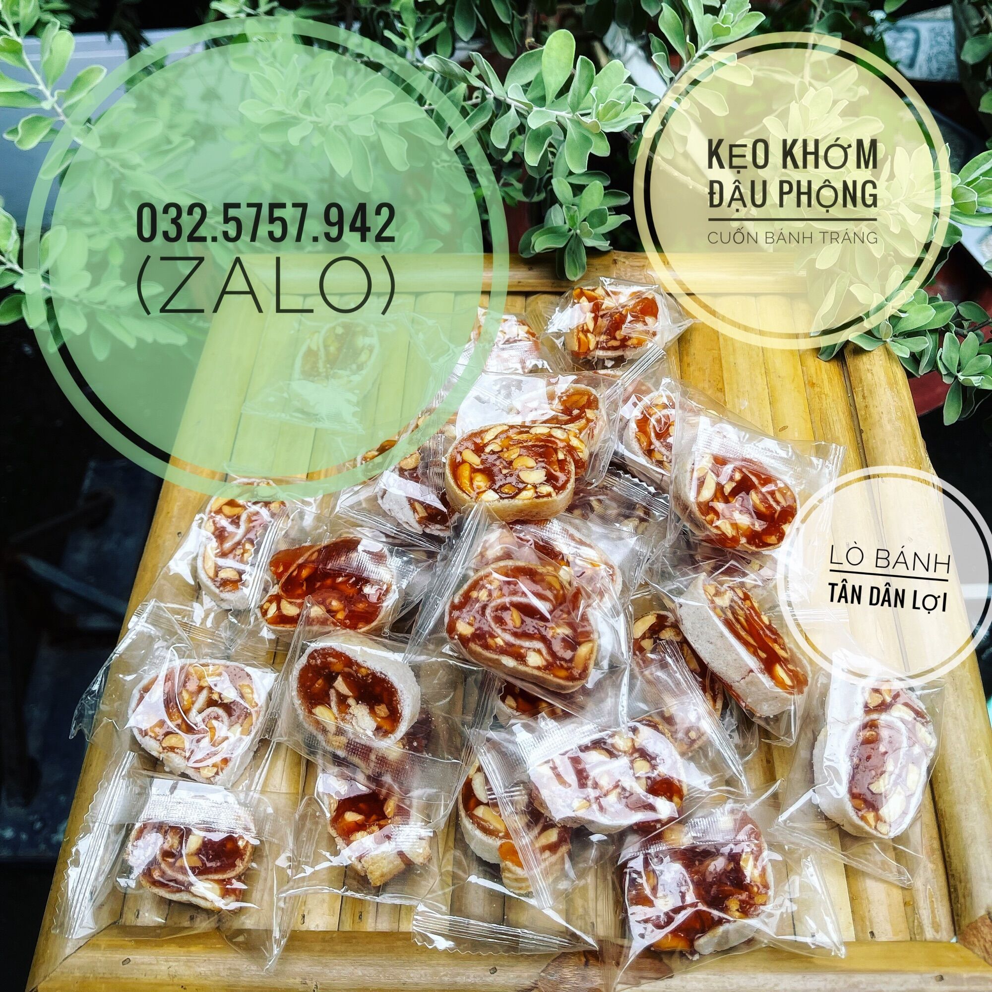 Kẹo khớm đậu phộng cuộn - lò bánh tân dân lợi