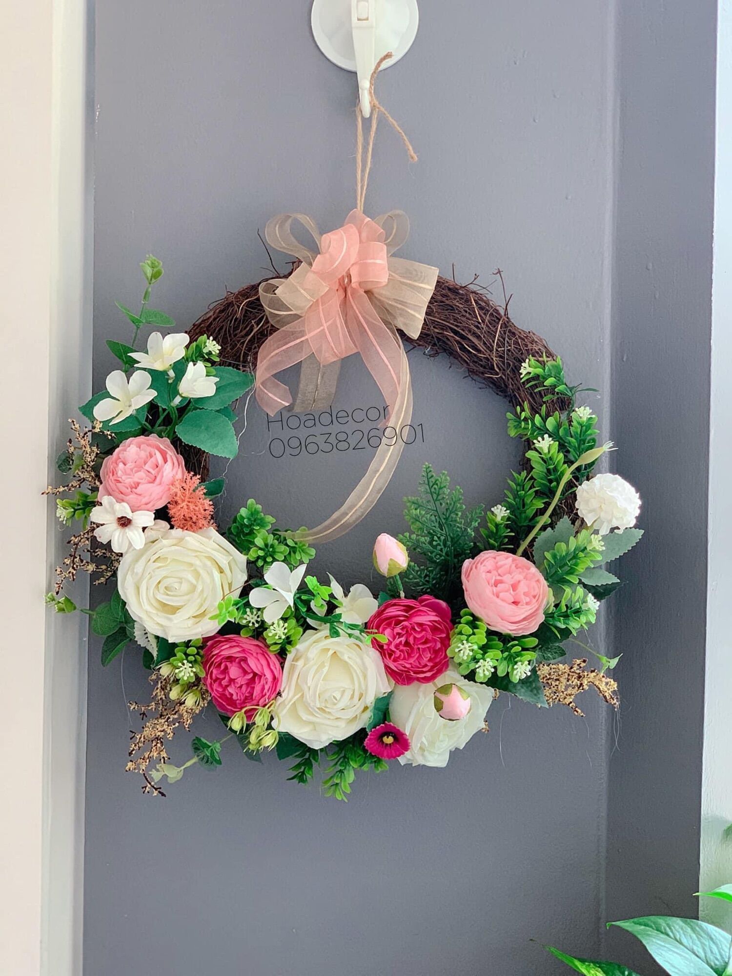 Hoa Giả Hoa Lụa -Decor Hoa Treo Tường -Treo Cửa, Trang Trí