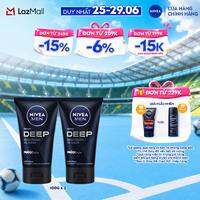 Bộ 2 Sữa Rửa Mặt NIVEA MEN Deep Than Đen Hoạt Tính Sạch Nhờn Sáng Da (100 g) - 84415x2