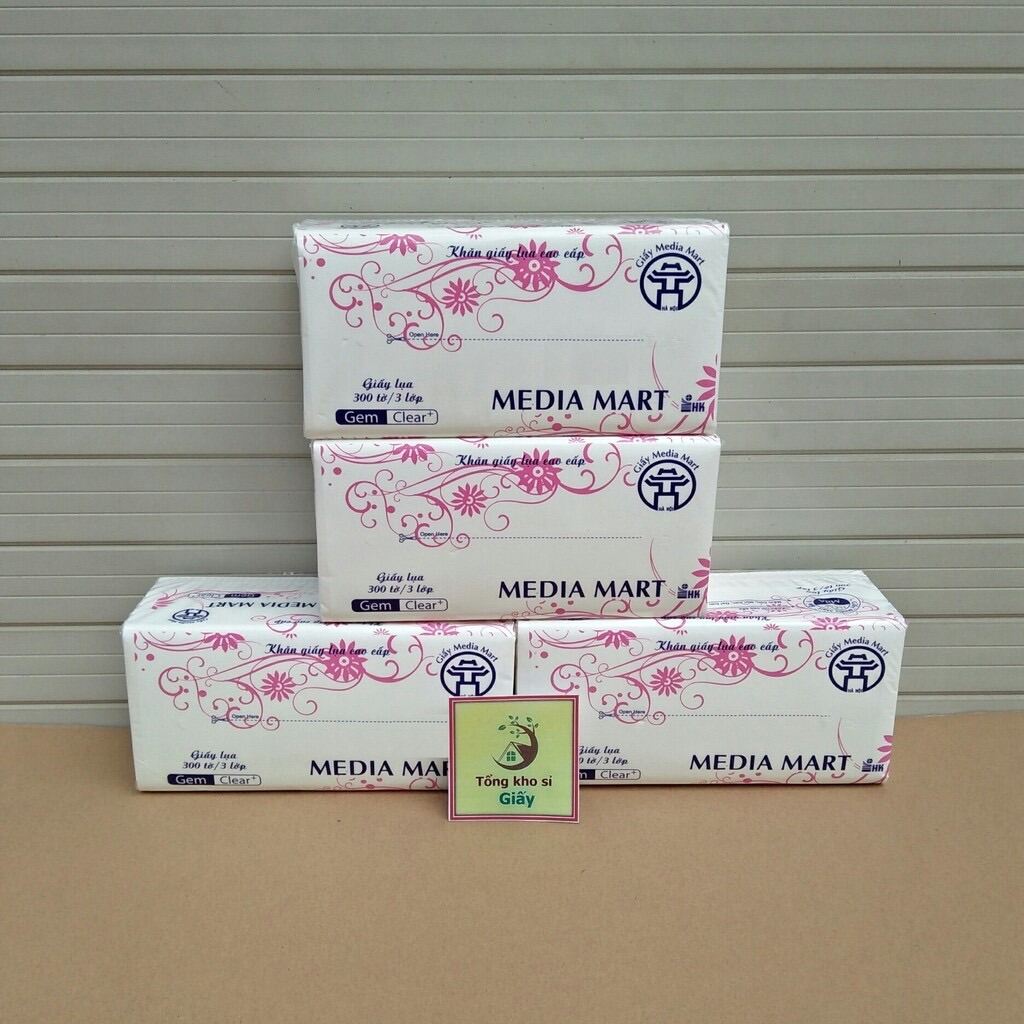 GIẤY RÚT LỤA CAO CẤP MEDIA MART - 300 TỜ 3 LỚP MỀM MỊN VÀ DAI