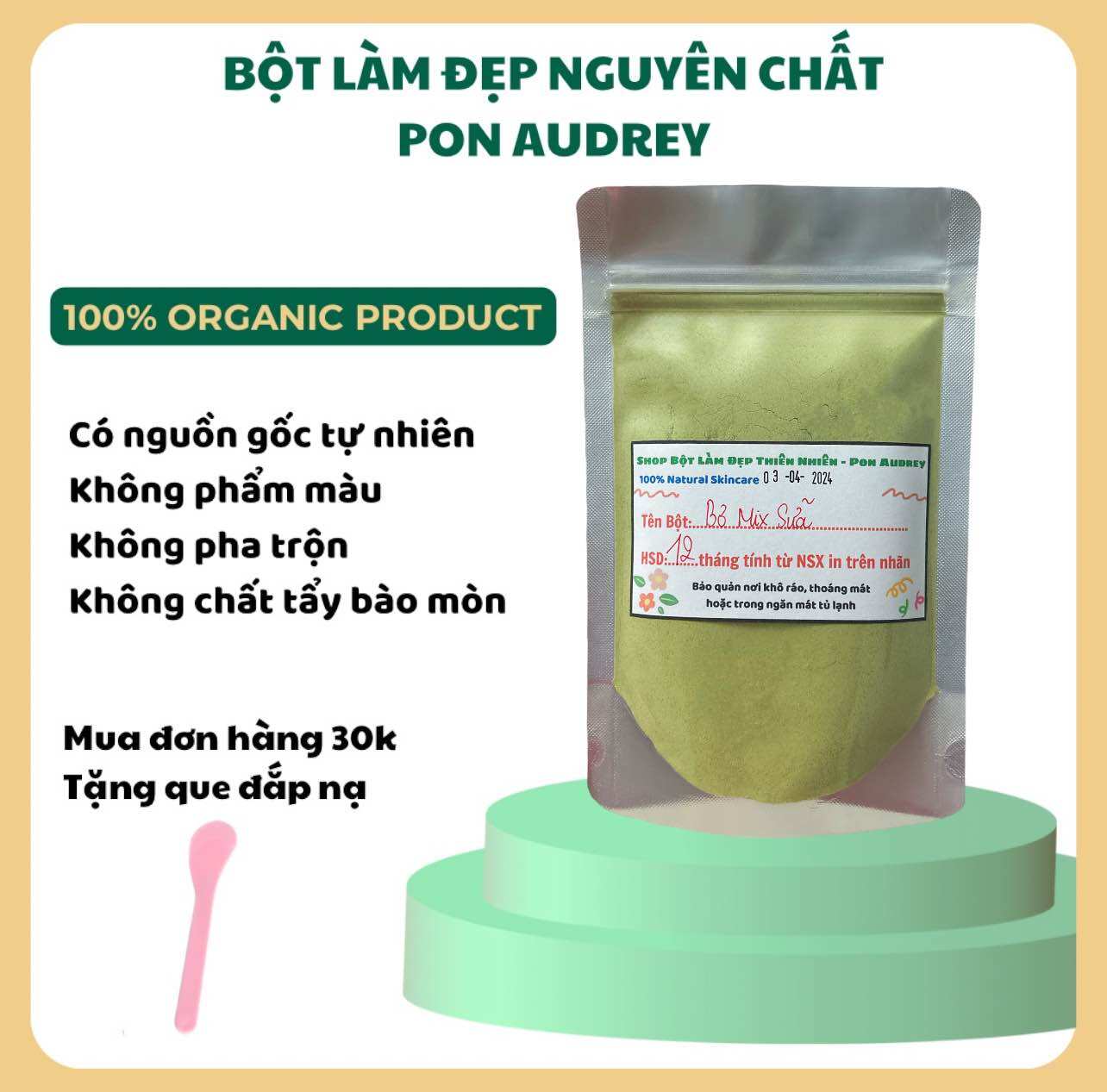 Bột trái bơ sữa non nguyên chất ủ trắng da, chống lão hóa, cấp ẩm, mờ thâm nám