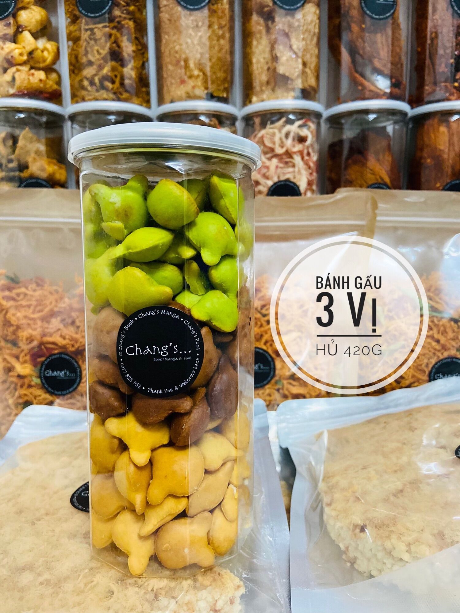 [HCM] Bánh gấu 3 vị 450G Hủ Pet cao cấp - Chang’s Food