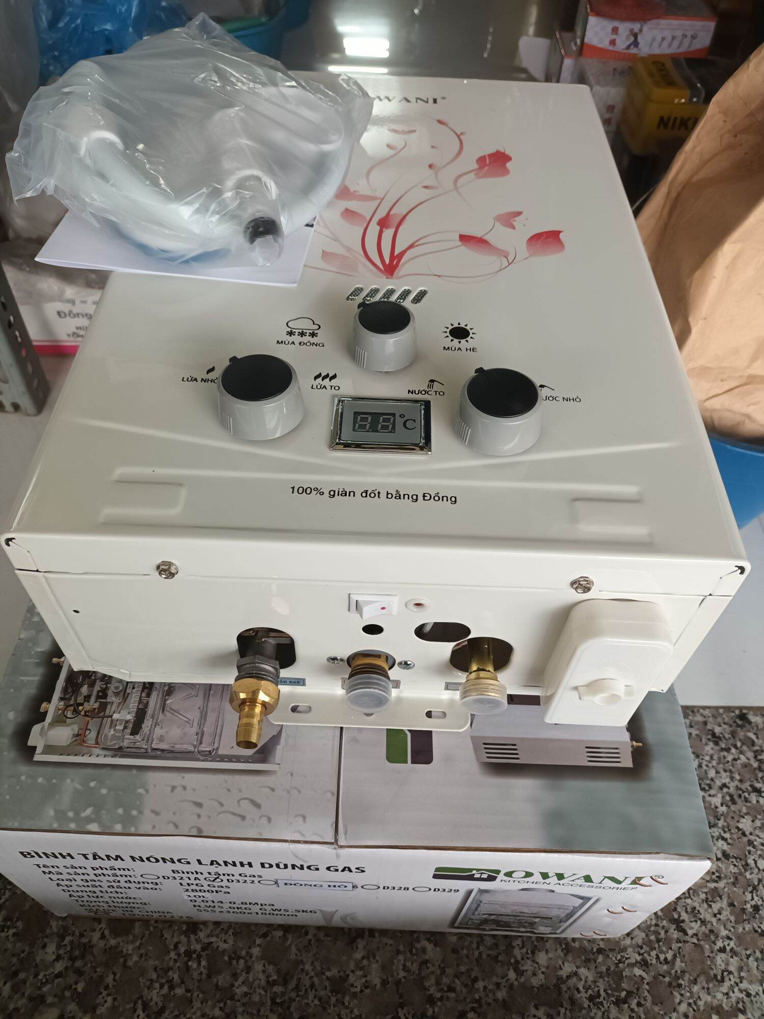 Bình nóng lạnh Gas Akura,Owani 10L Bộ(Combo)