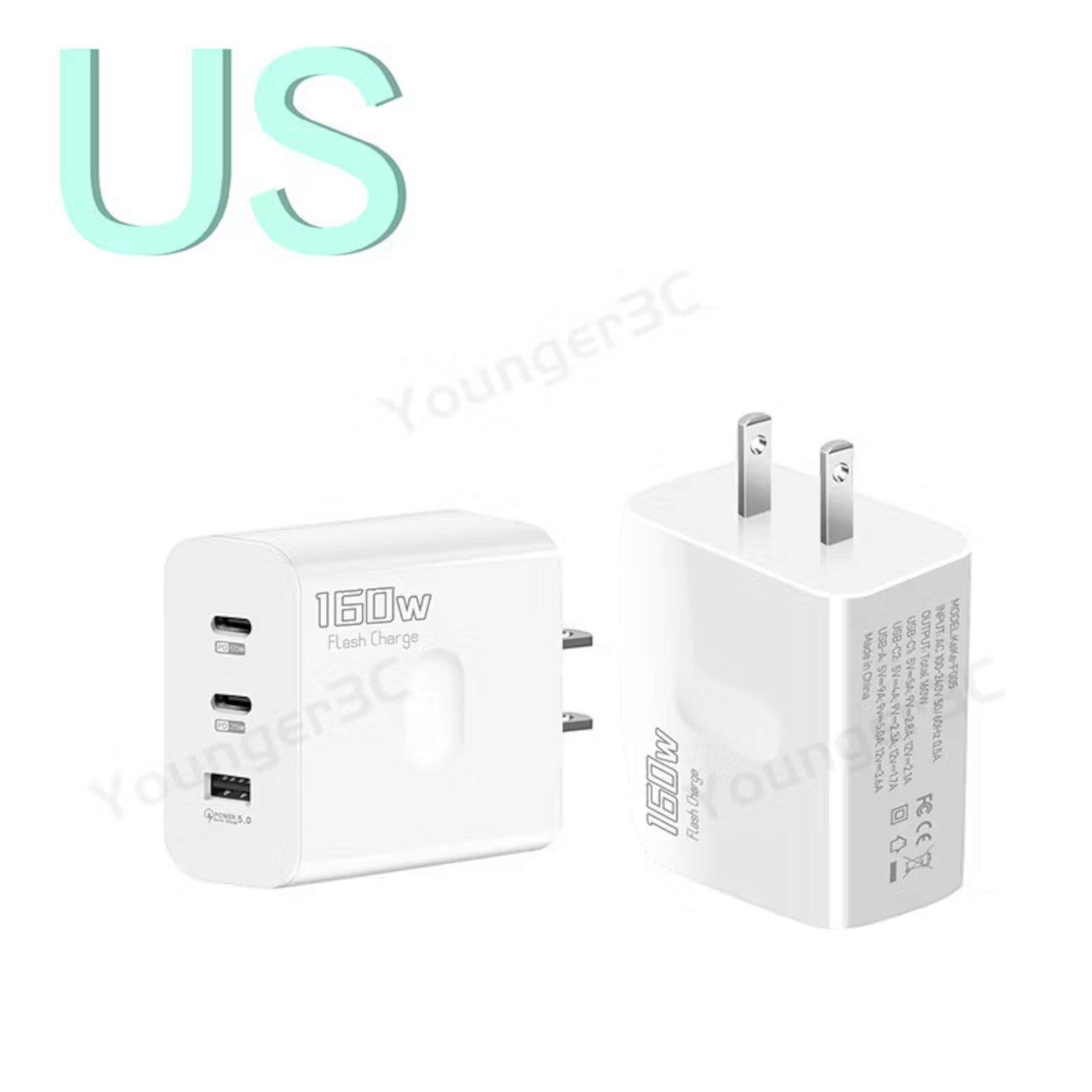 Củ sạc nhanh 160W với 2 cổng Type-C và 1 cổng USB