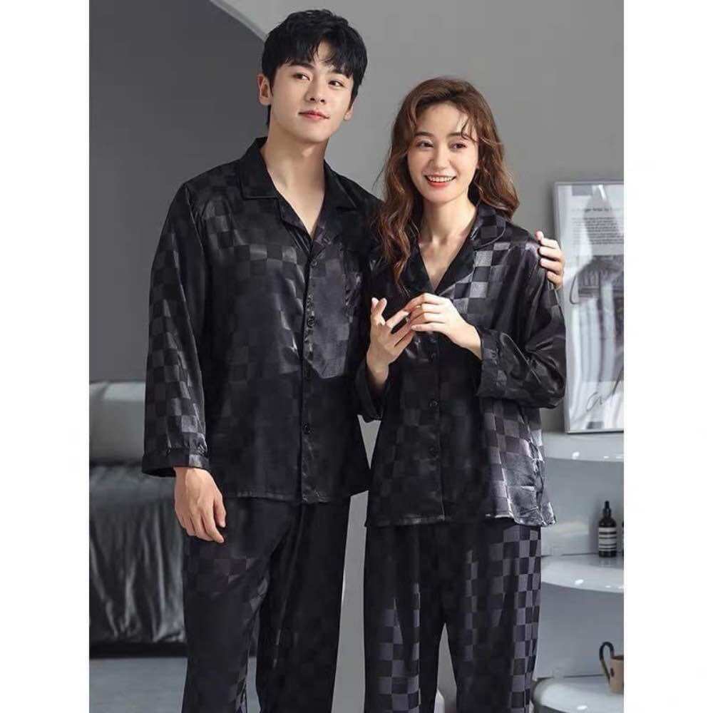 Bộ ngủ nam nữ pijama lụa gấm sang chảnh