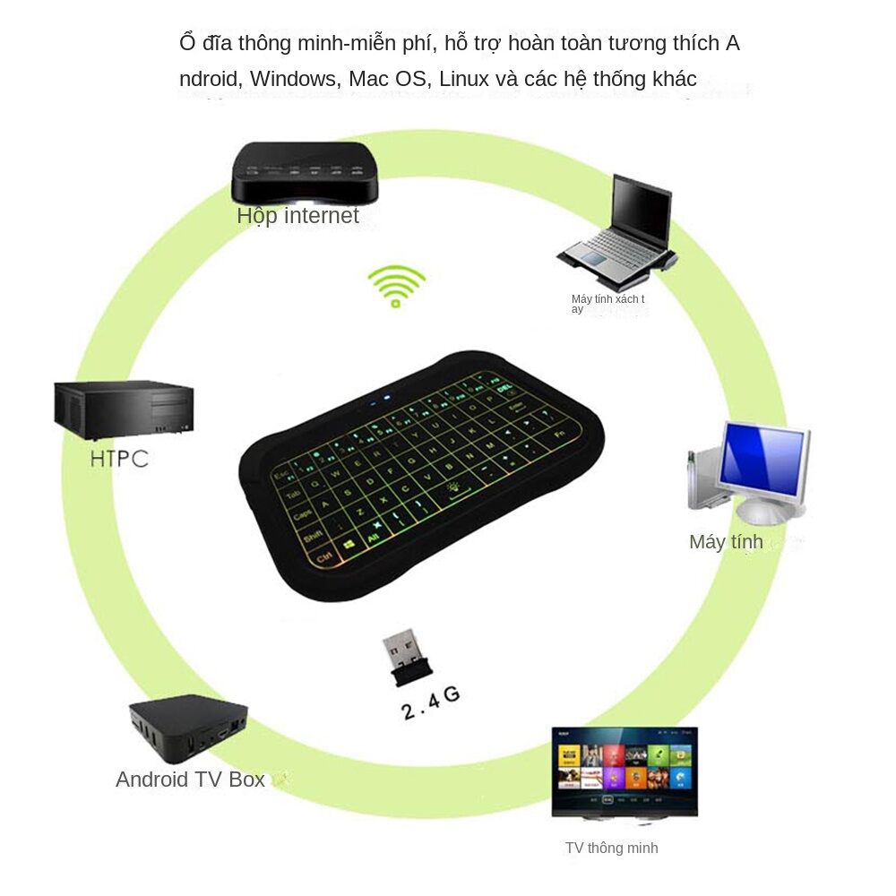T18 Mini Wireless Keyboard Full Touch Screen 2.4GHz Air Mouse Touchpad Handheld Backlight Remote Control for Android TV BOX