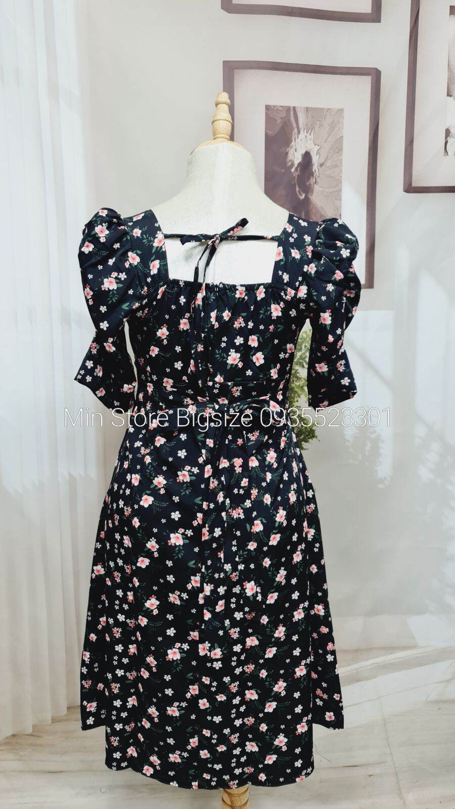 (60-90KG) MINSTORE Bigsize Đầm hoa nhí nút bọc D932