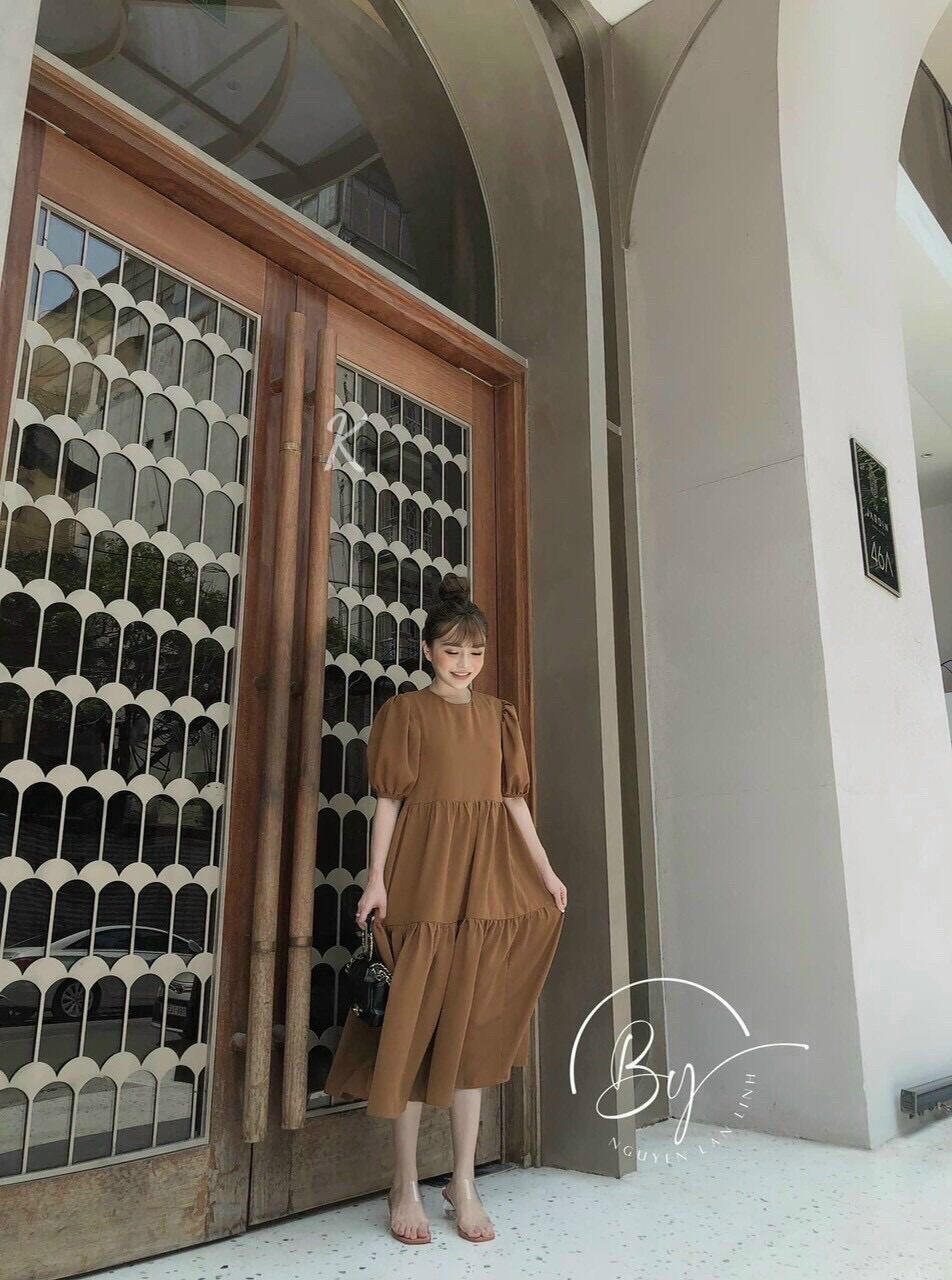 💧đầm babydoll trơn dễ thương