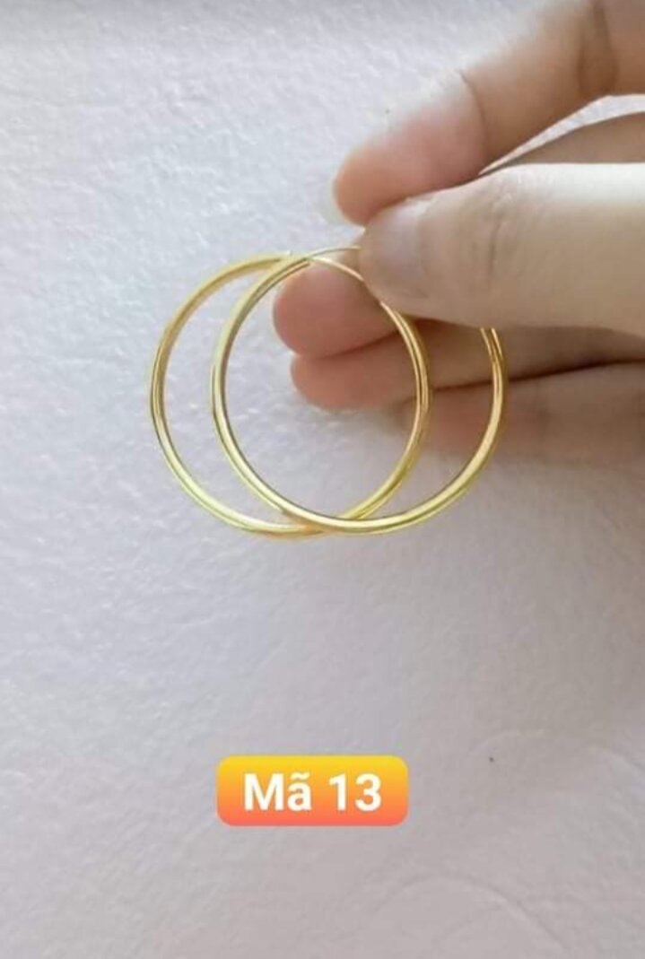 Khuyên tai bông tai vòng to giống vàng tâybông tai vòng tàu trơn bản 5_7cm