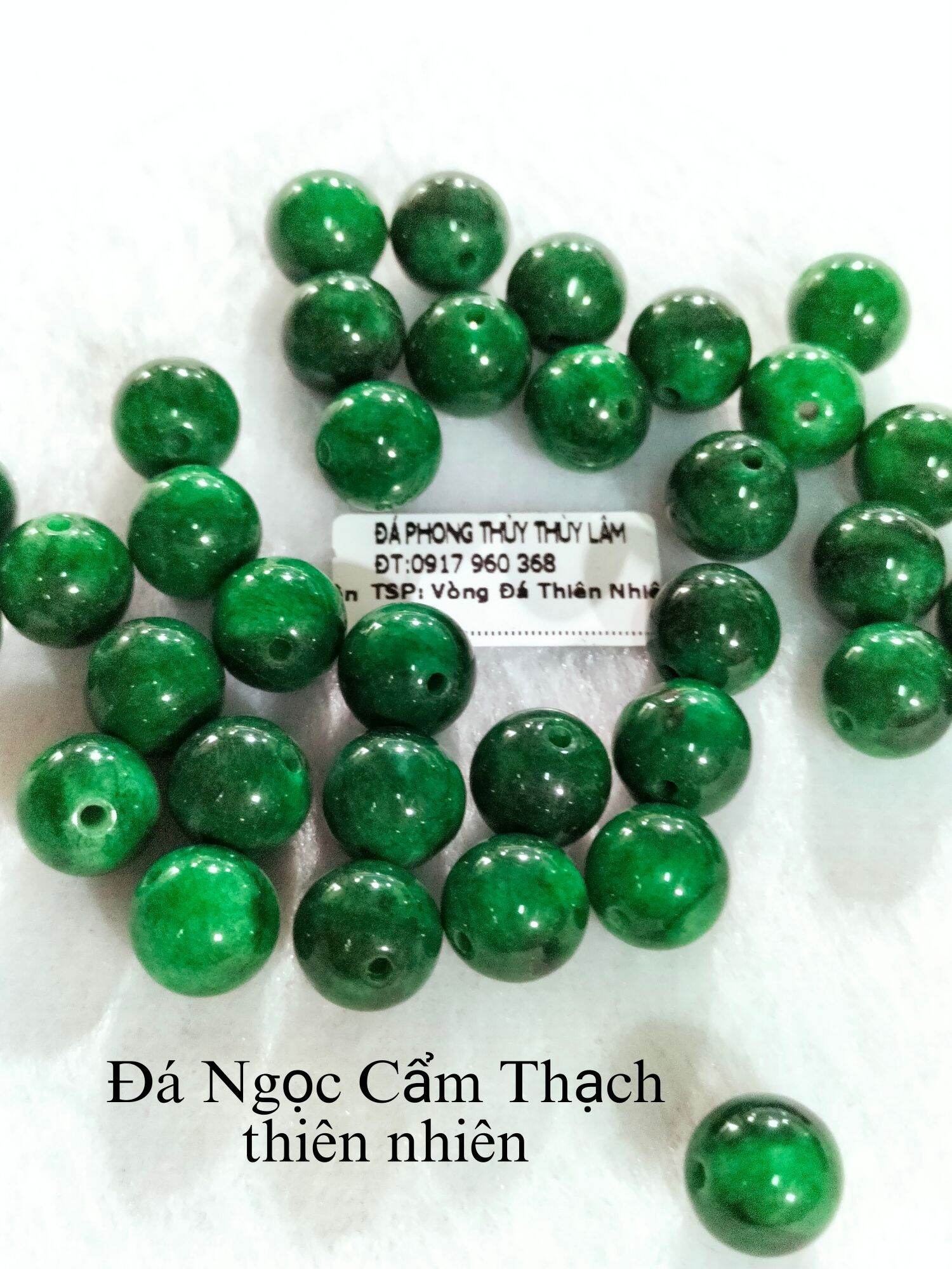 Hạt đá, viên đá Ngọc Cẩm Thạch xỏ DIY xỏ handmade làm vòng