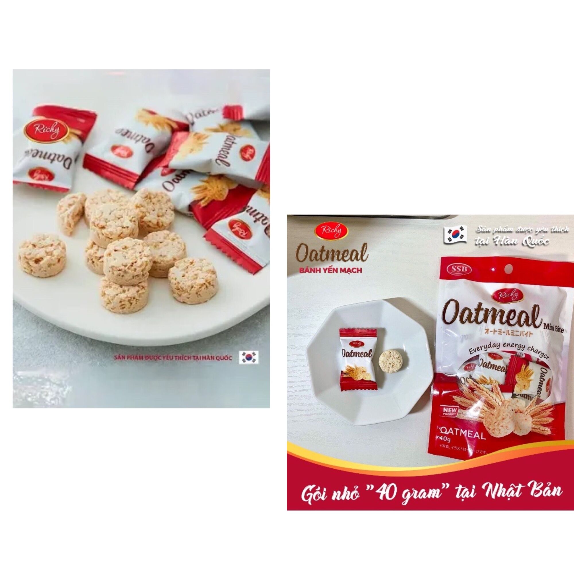 Oatmeal Bánh Yến mạch Richy gói tiện lợi 40g