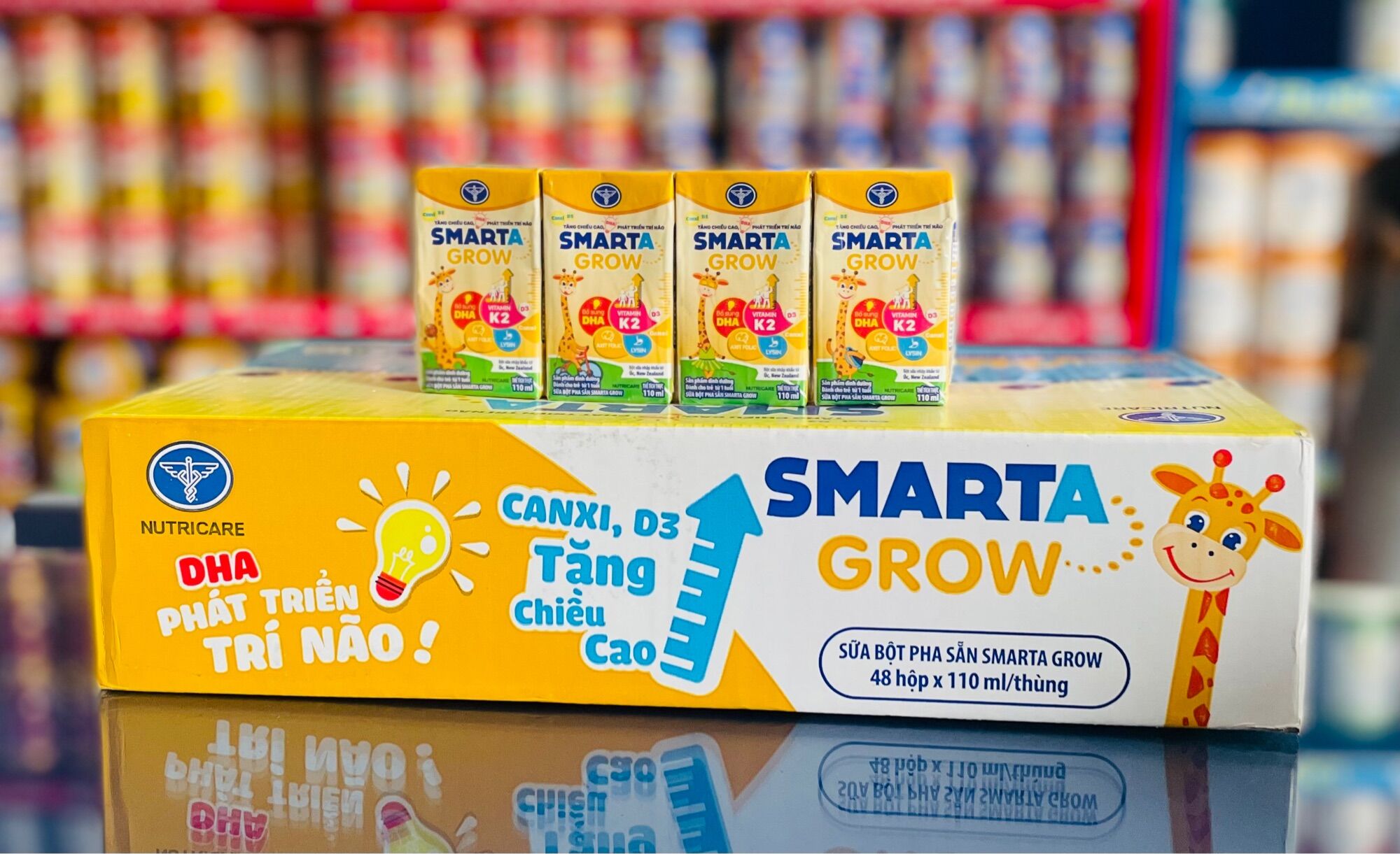 Thùng sữa công thức pha sẵn Nutricare Smarta Grow - hỗ trợ tăng chiều cao, phát triển não bộ
