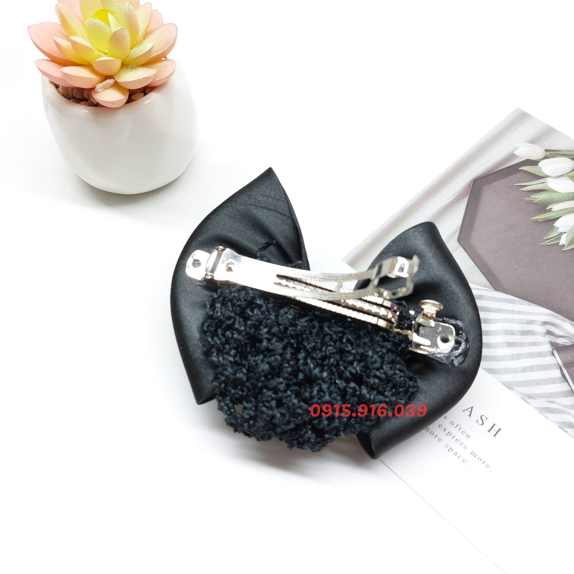 Kẹp Lưới Búi Tóc Đính Nơ Màu Đen VN