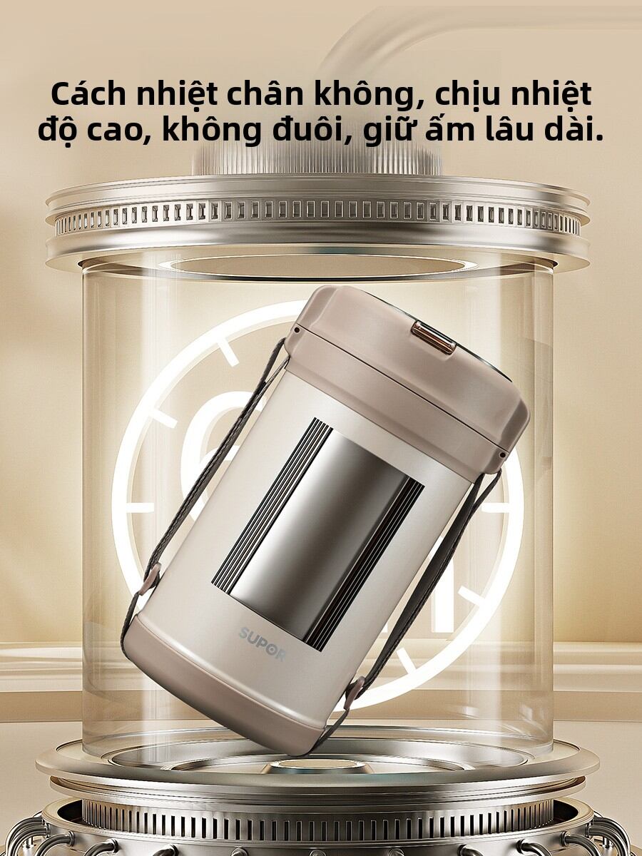 Supor | Vacuum Insulated Stainless Steel Lunch Box 4 Layers Portable Giá 1,155,000 Đồng*Miễn phí vận chuyển