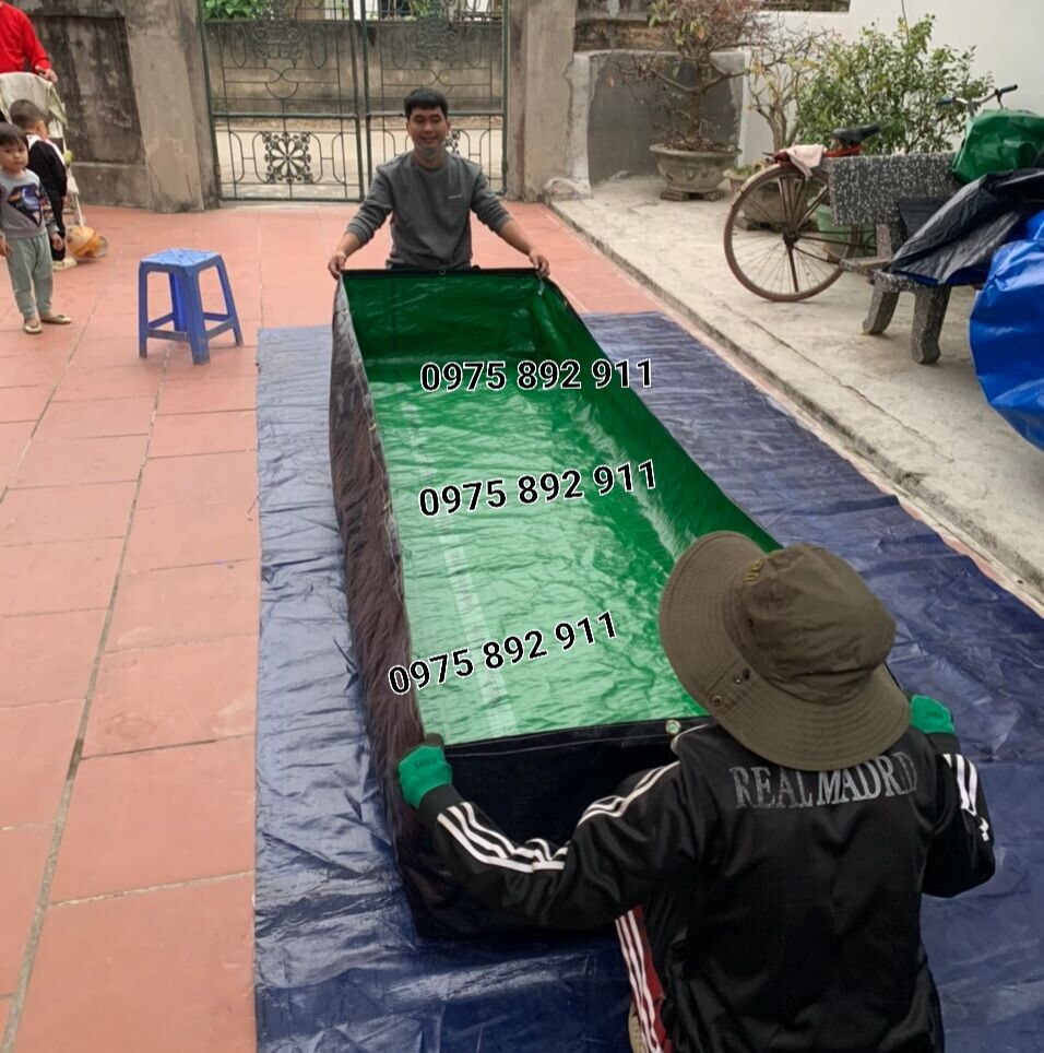 Bể bạt nuôi ốc ếch cá 3x1x05 xanh bộ đội
