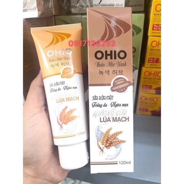 Sữa rửa mặt ohio trắng da ngừa mụn hương sữa lúa mạch