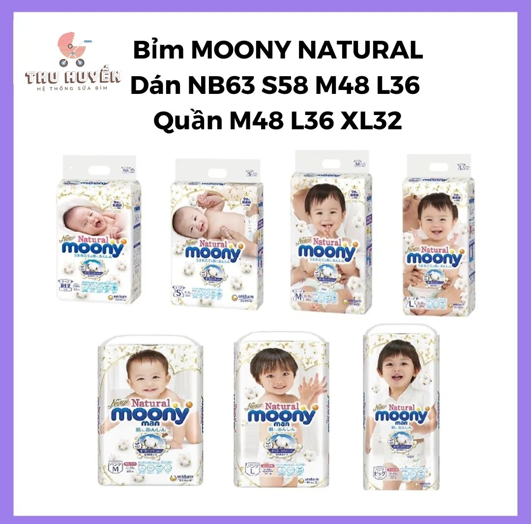Bỉm moony natural s58/m46/l36/xl32
