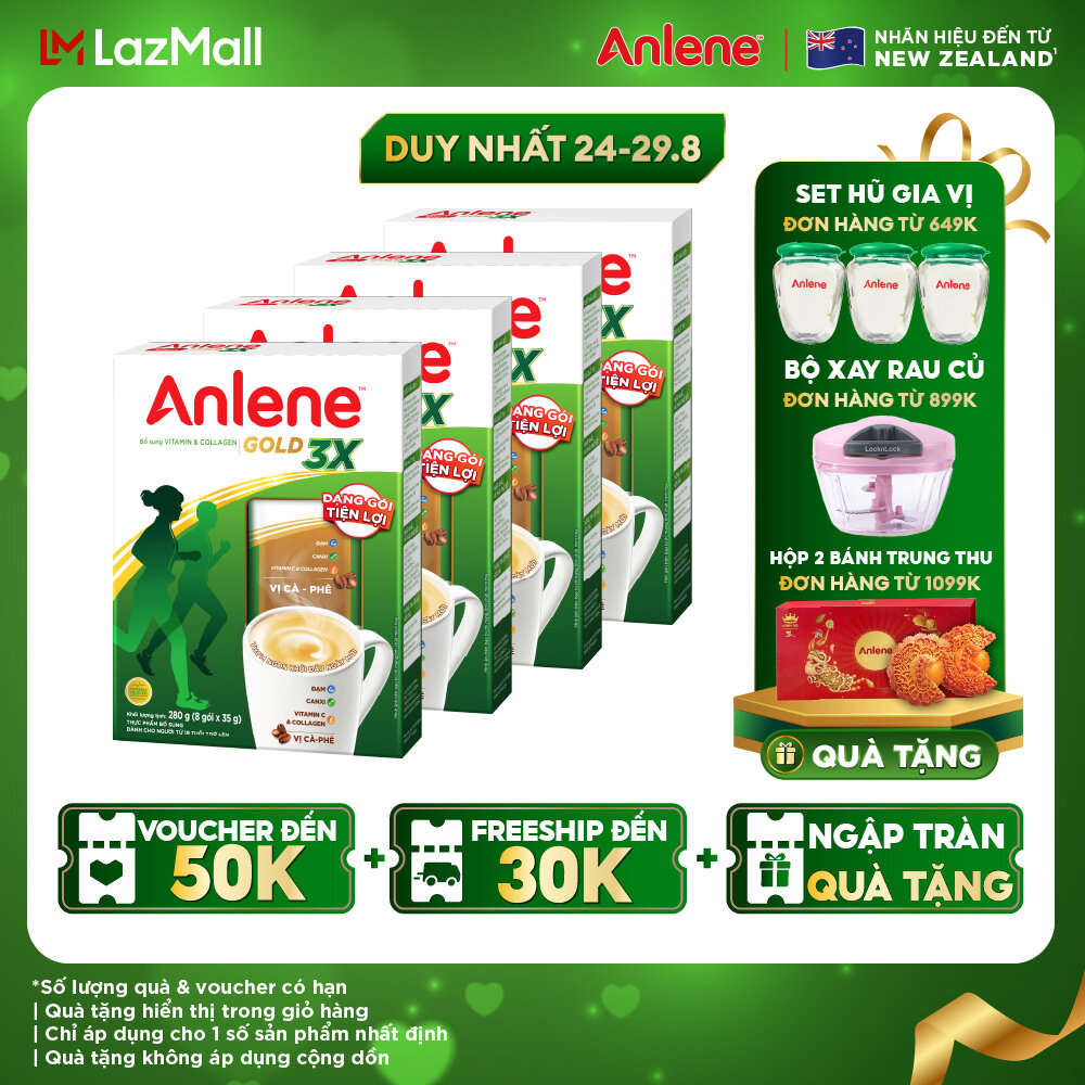 Combo 4 sữa bột anlene 3x vị cà phê hộp giấy 280g