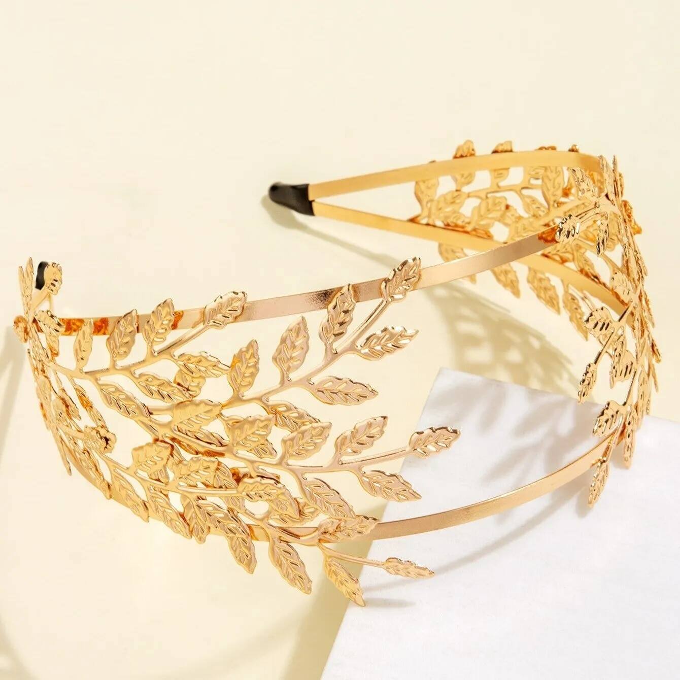 1pcs Châu Âu và Hoa Kỳ Baroque lá tóc vương miện headdress vàng lá mới sóng tóc ban nhạc vương miện tóc ban nhạc