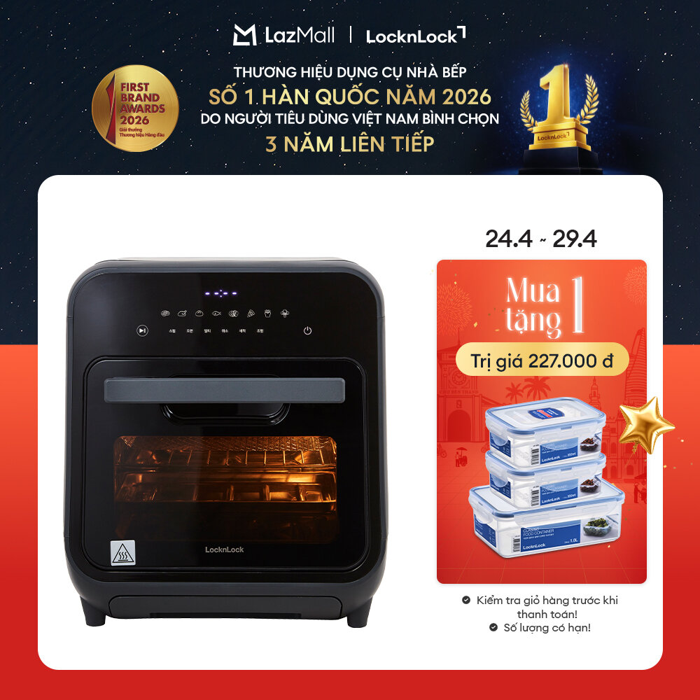 Trả góp 0% - EJF693GRY - Lò nướng chân không kết hợp chức năng hấp LockLock 12.5L- Công nghệ Hơi nước, 8 chế độ nấu - Hàng chính hãng