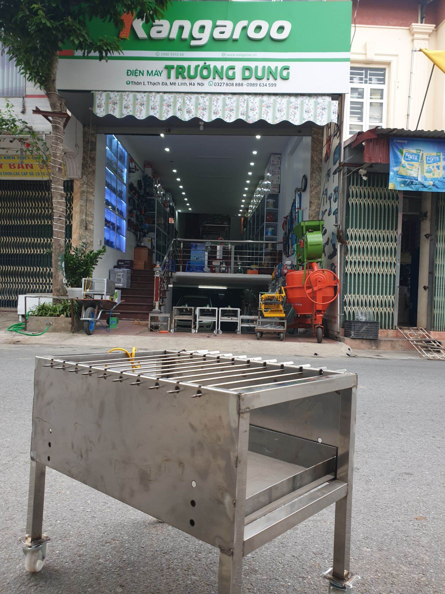 Máy nướng 10 xiên chất liệu inox