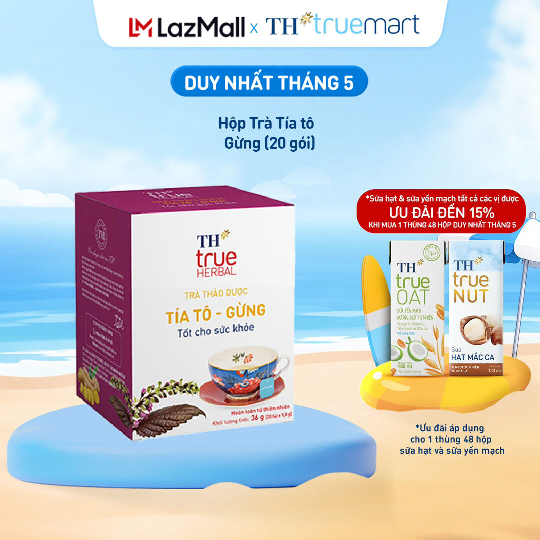Hộp trà thảo dược TH true HERBAL Tía tô – Gừng (20 gói)