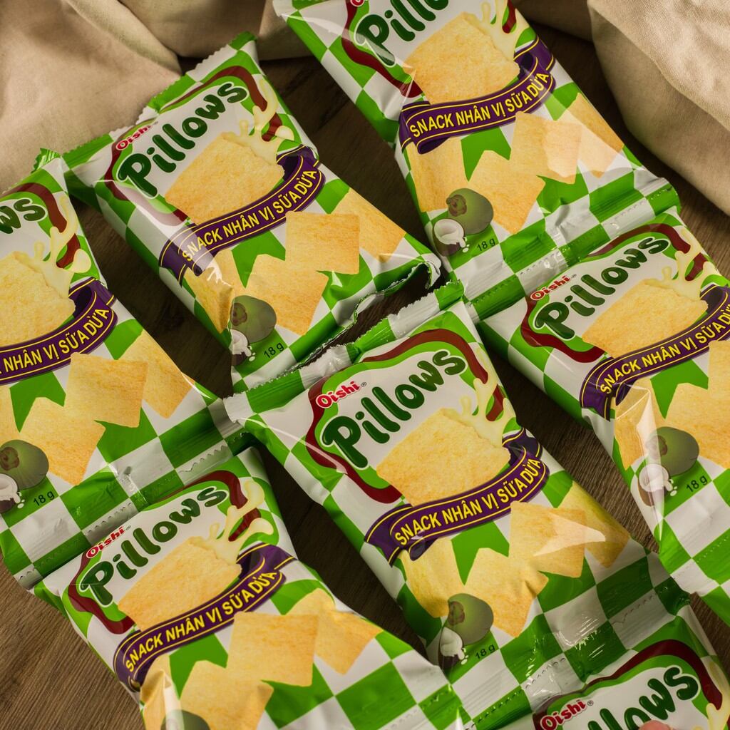 COMBO 5  GÓI Pillows Snack nhân Socola và Sữa Dừa