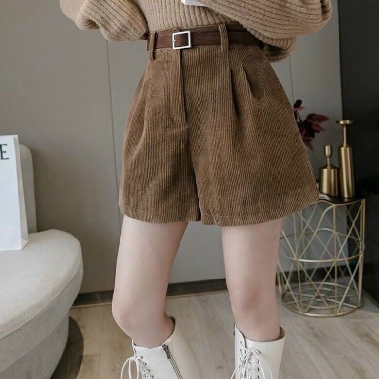 Quần Short Cạp Cao Chất Nhung Tăm Siêu Tôn Dáng