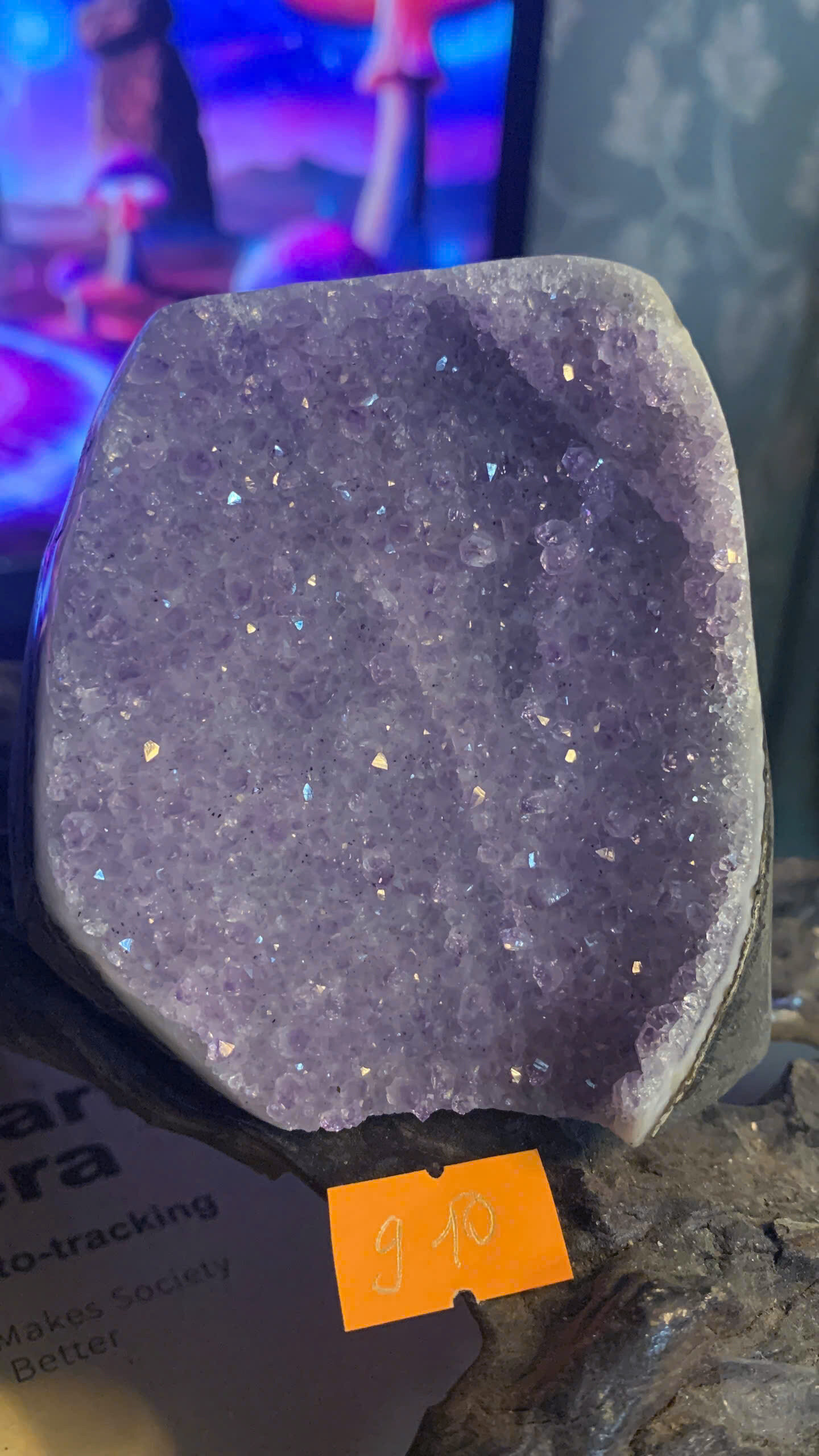 Hoa đá thạch anh tím tán sắc Uruguay Rainbow Aura Amethyst tự nhiên Vip AAA năng lượng luân xa 910