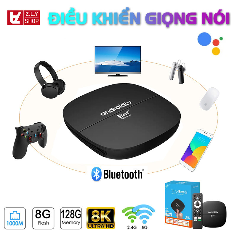 Android tv box  4GB+64GB Tiếng Việt Wifi 5G Android 13  chạy hệ điều hành android tv 13.0 kết nối wi