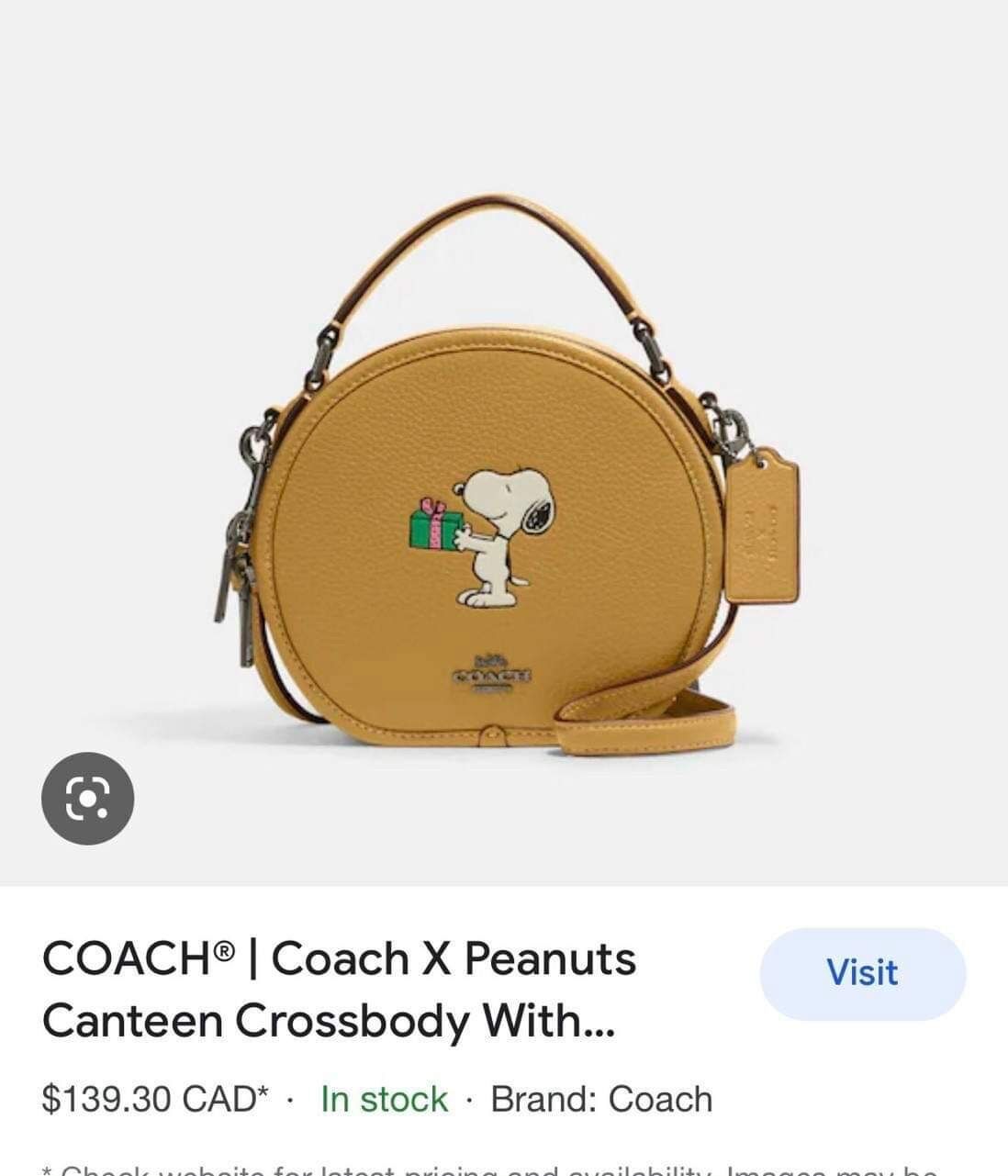 C0ACH Snoopy Present Motif da thật  sang chảnh