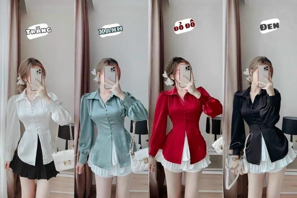 Áo kiểu tay phồng cột sau lưng
