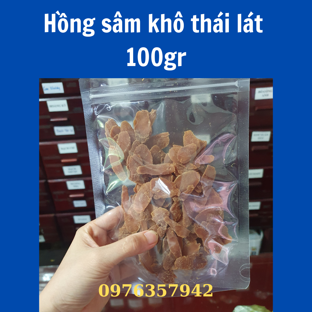 100gr hồng sâm Hàn Quốc thái lát , tăng cường đề kháng, bồi bổ sức khỏe, hãm trà hầm canh