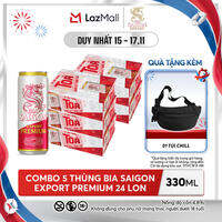 Nồng độ cồn 4.8% - Combo 5 Thùng 24 Bia Saigon Export Premium 330ml