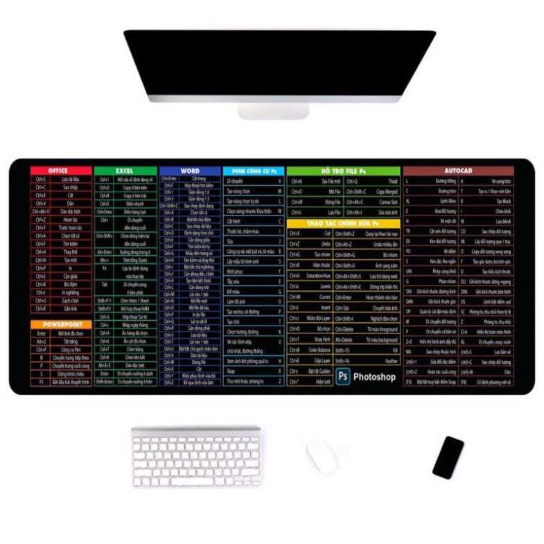 Bàn Di Chuột Cỡ Lớn 30-80cm,Pad Chuột,Lót Chuột Phím Tắt Văn Phòng Cao Cấp - Bàn Di Công Thức