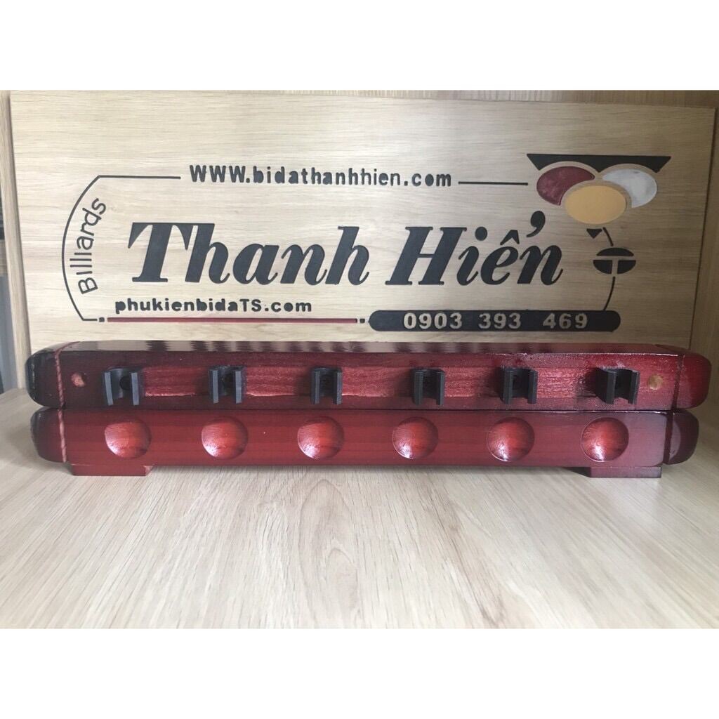 Giá cơ bida treo tường 6 cây bằng gỗ