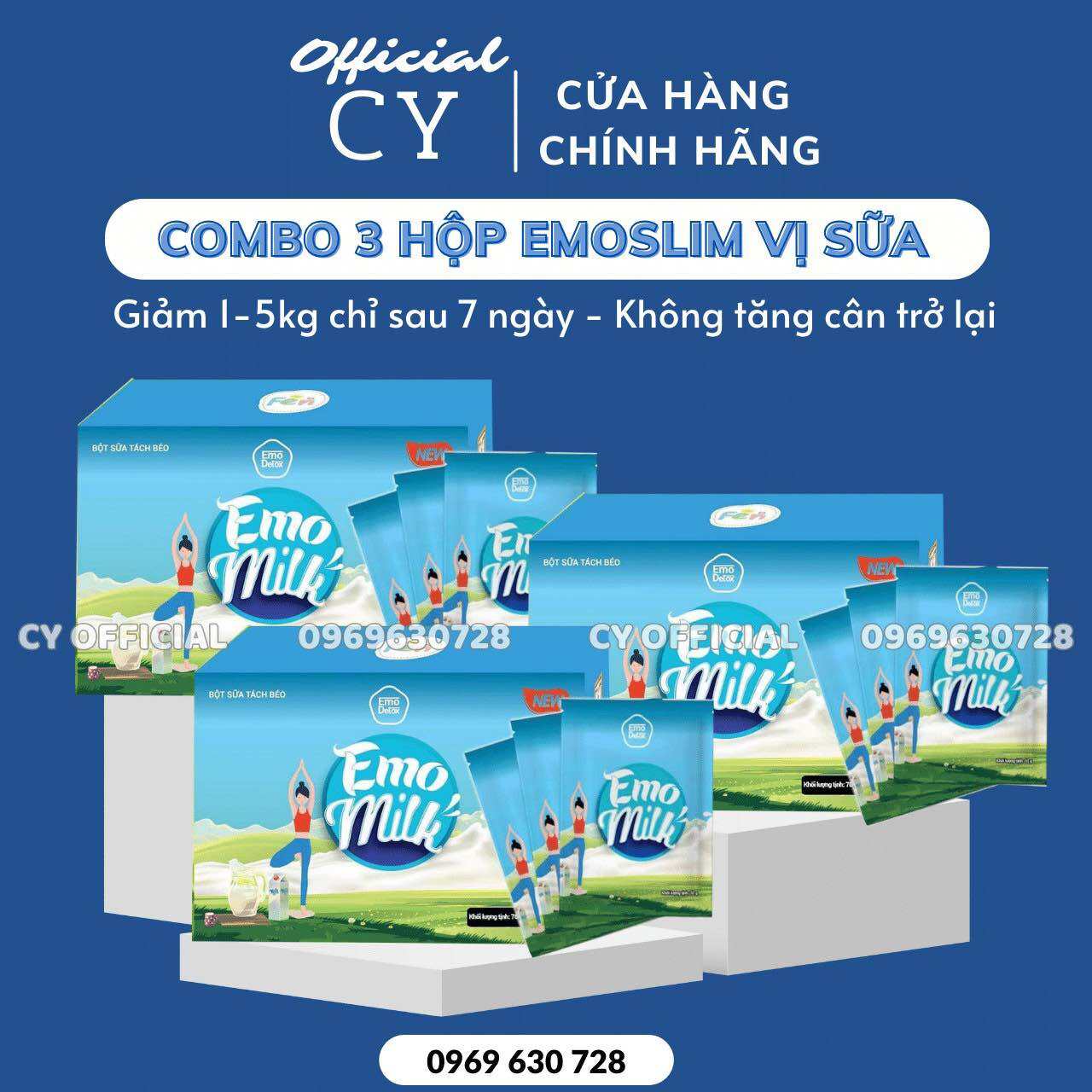 COMBO 3 HỘP EMO MILK GIẢM CÂN VỊ SỮA TÁCH BÉO - KÈM QUÀ TẶNG - GIAM CAN