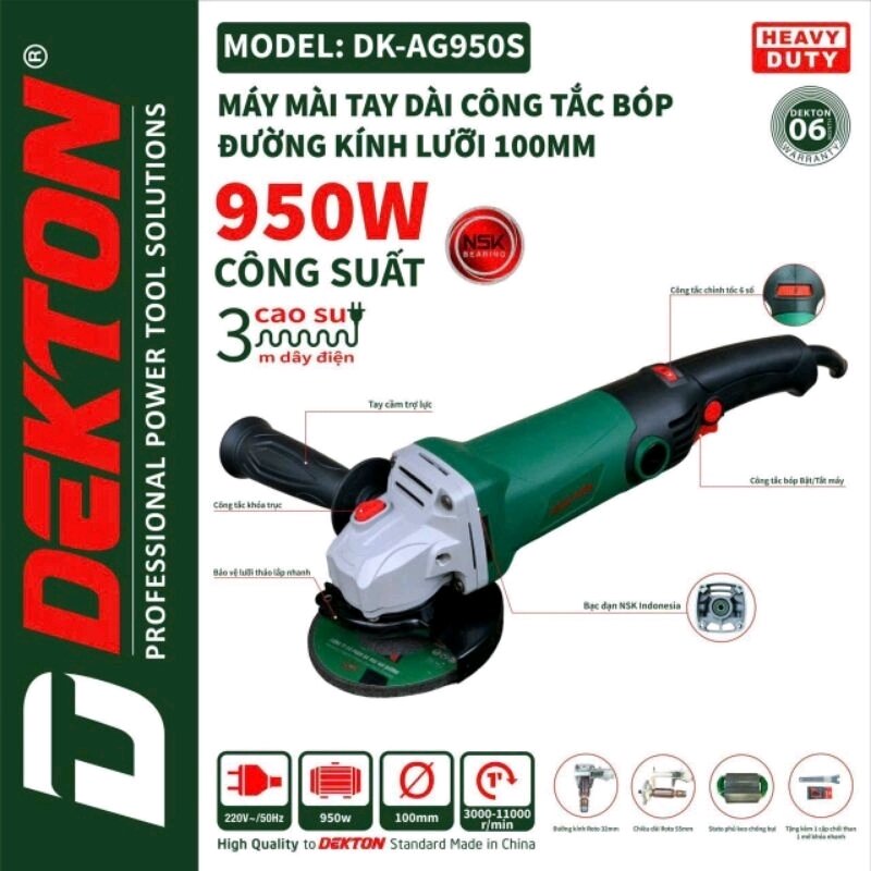 100mm máy mài góc chỉnh tốc độ 950w dekton dk-ag950s