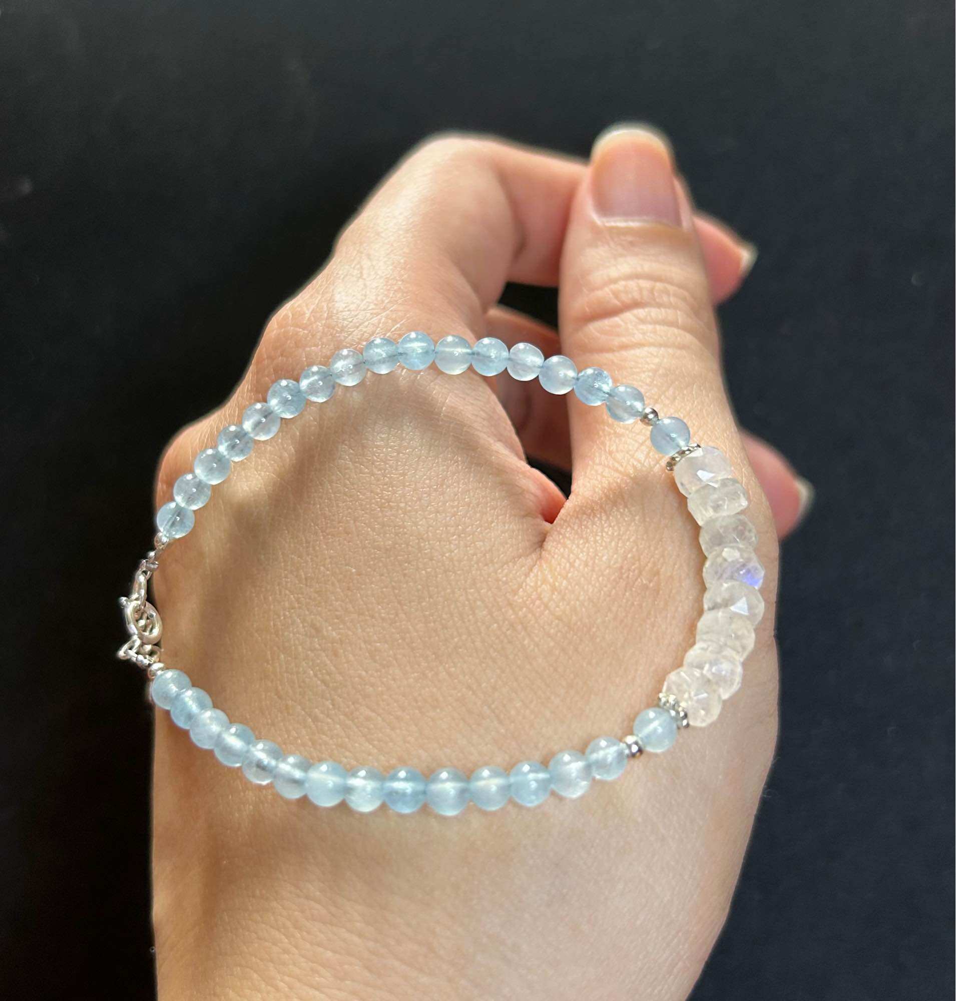 Vòng tay Aquamarine mix Moonstone