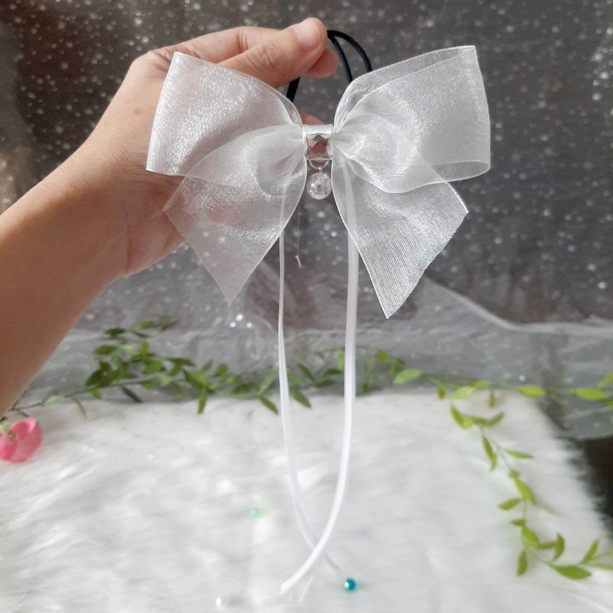 Cột tóc nơ voan đính ngọc (mua 9 tặng 1)