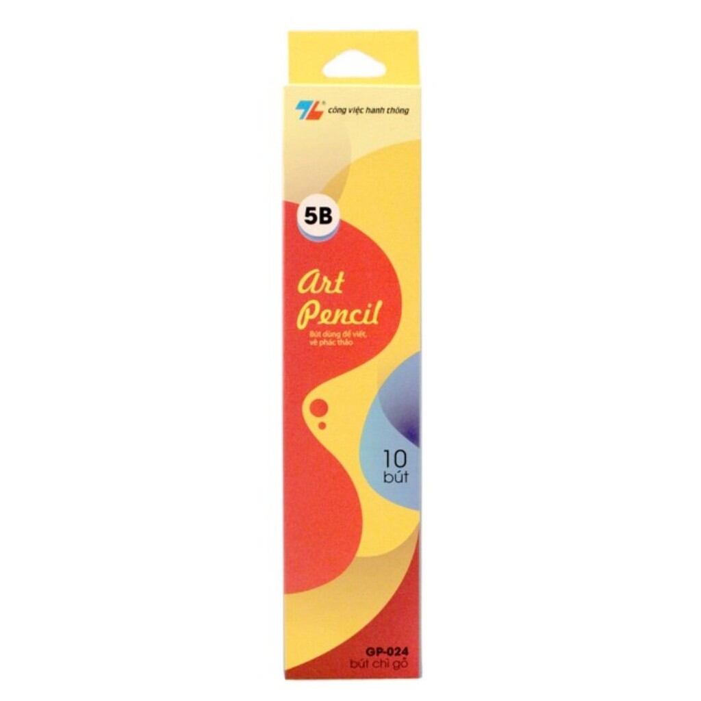 Hộp 10 cây bút chì gỗ mỹ thuật 5b đậm thiên long mã gp-024 chính hãng