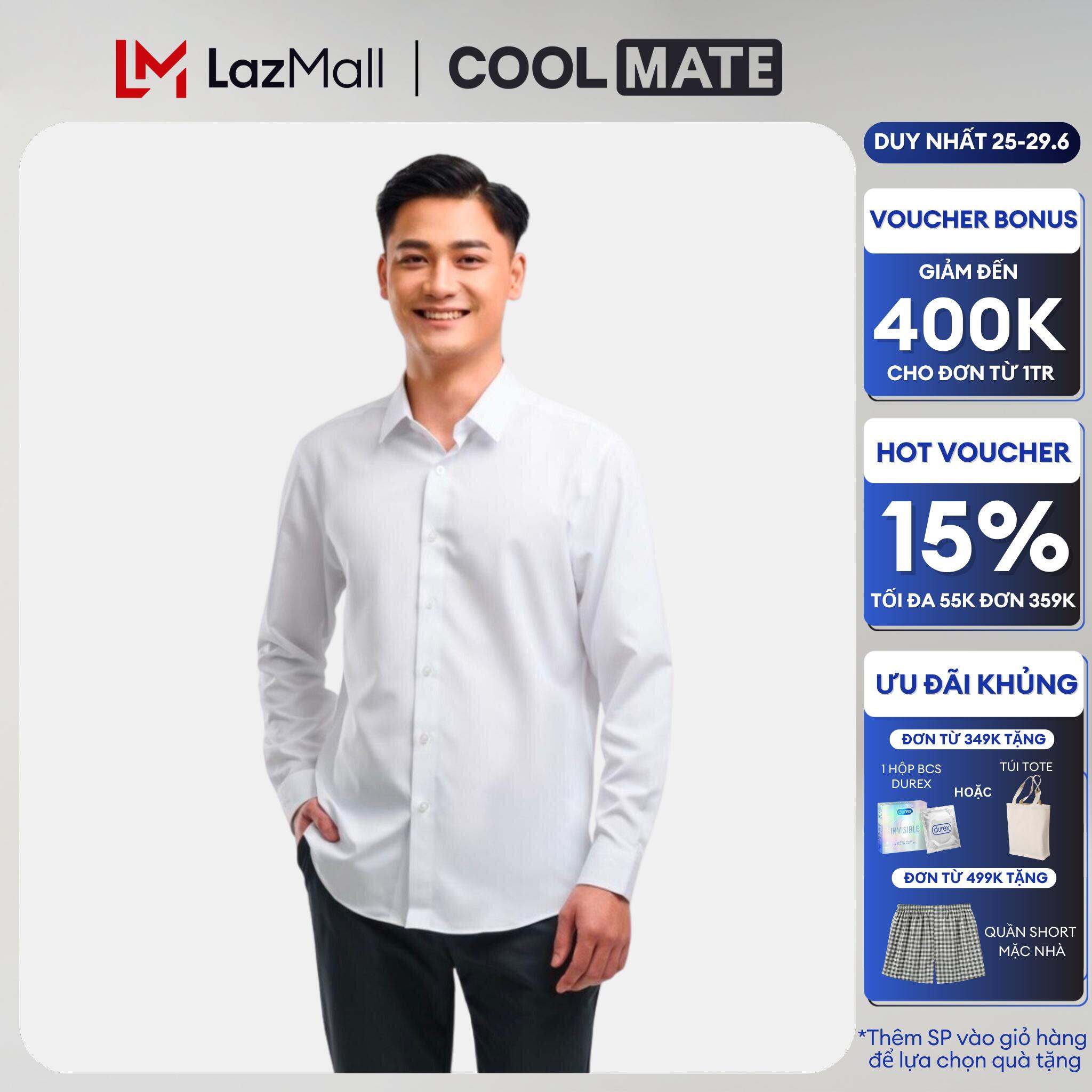 [CHỈ 25-29.6 TẶNG QUÀ ĐƠN 349K]COOLMATE- Áo sơ mi nam dài tay Café Sticky Free khử mùi hiệu quả